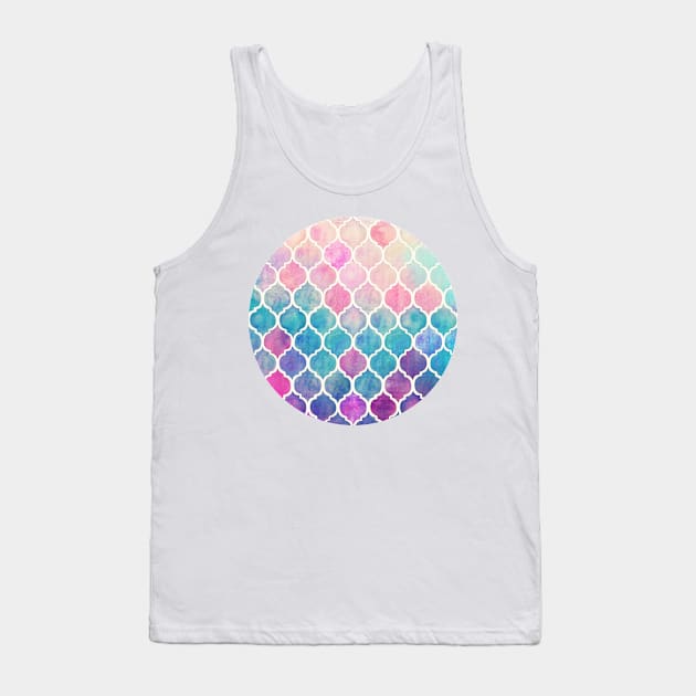 Rainbow Pastel Watercolor Moroccan Pattern Tank Top by micklyn